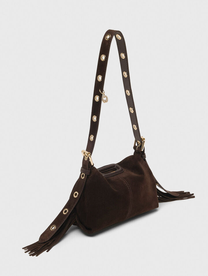 Suede leather mini Miss M bag - Dark brown - View 3