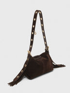 Suede leather mini Miss M bag - Dark brown - View 3