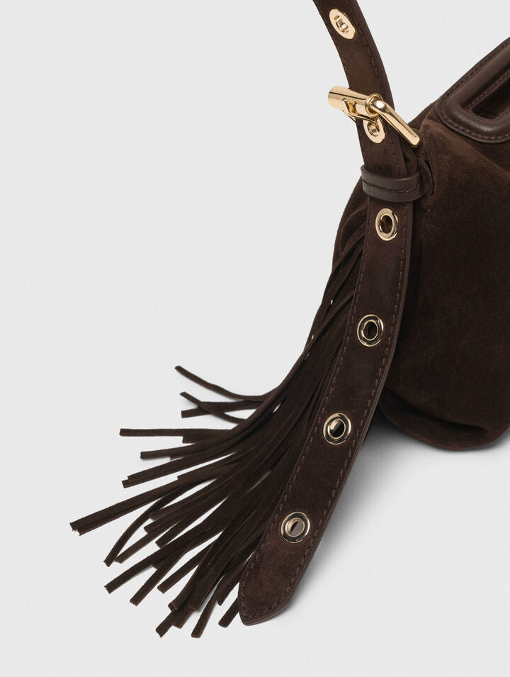 Suede leather mini Miss M bag - Dark brown - View 4