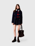 Short double-faced jacket - Navy - View 1