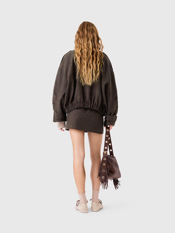 Oversized wool jacket - Dark brown - View 2
