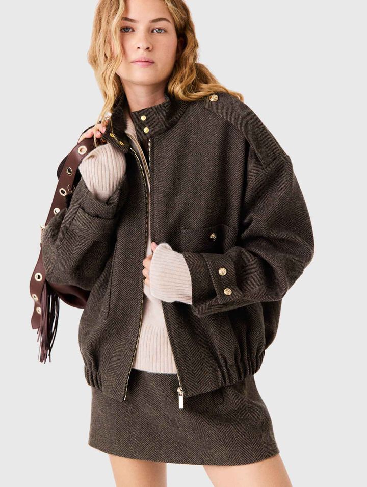 Oversized wool jacket - Dark brown - View 3