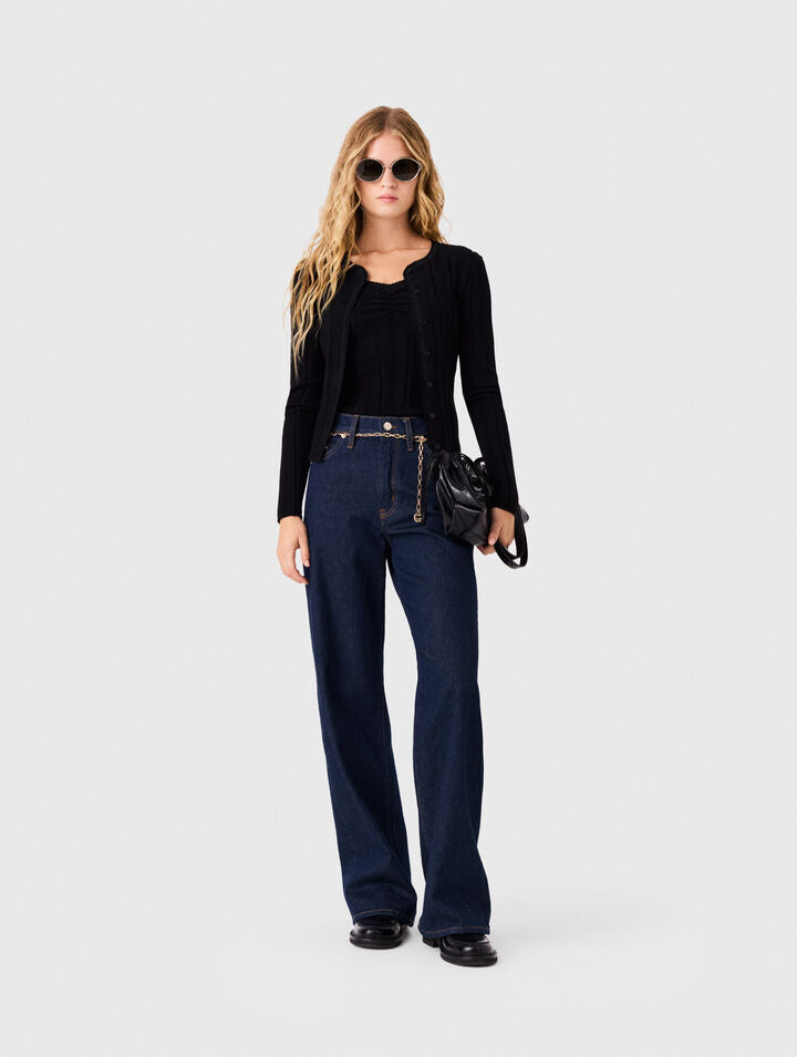 Pointelle knit twinset - Black - View 1