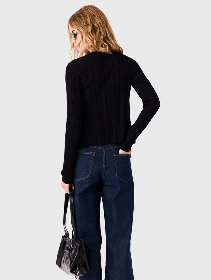Pointelle knit twinset - Black - View 2