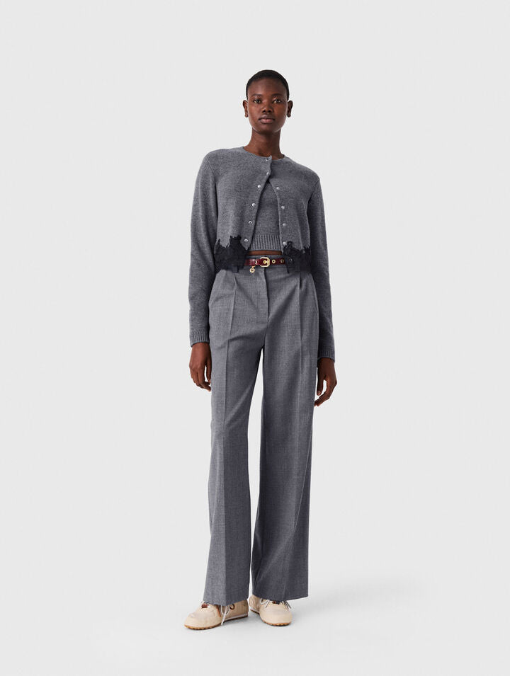 Twinset with lace trim - Grey/Black - View 1