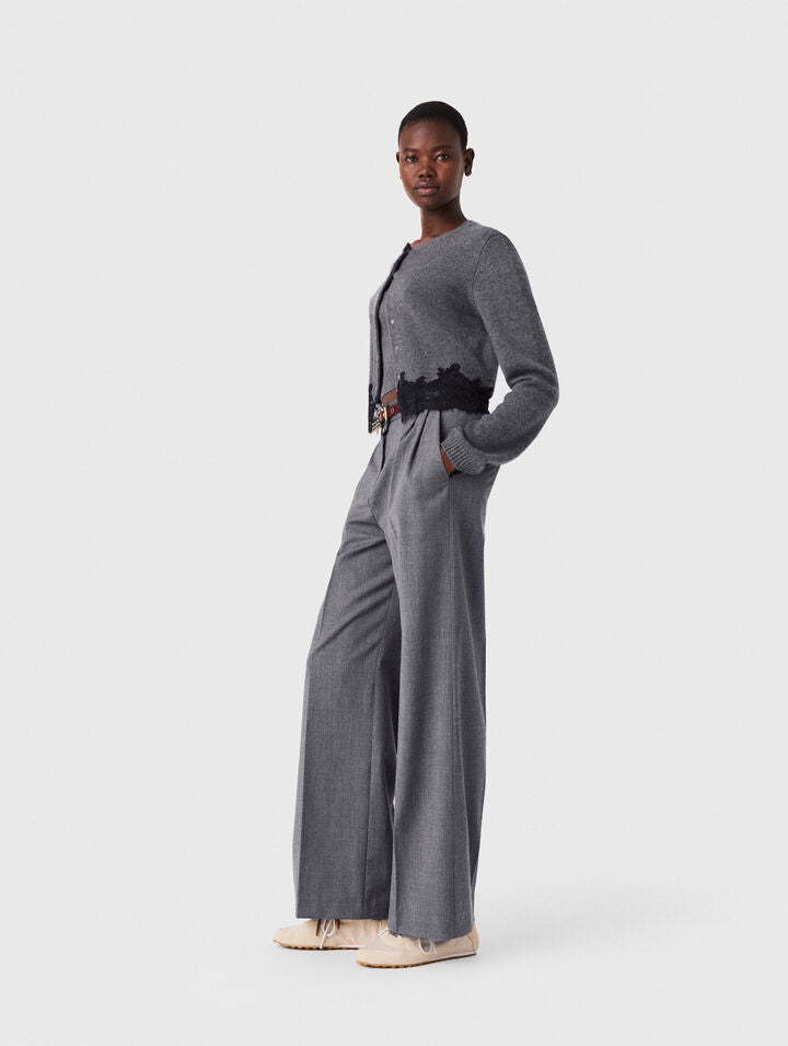 Twinset with lace trim - Grey/Black - View 2