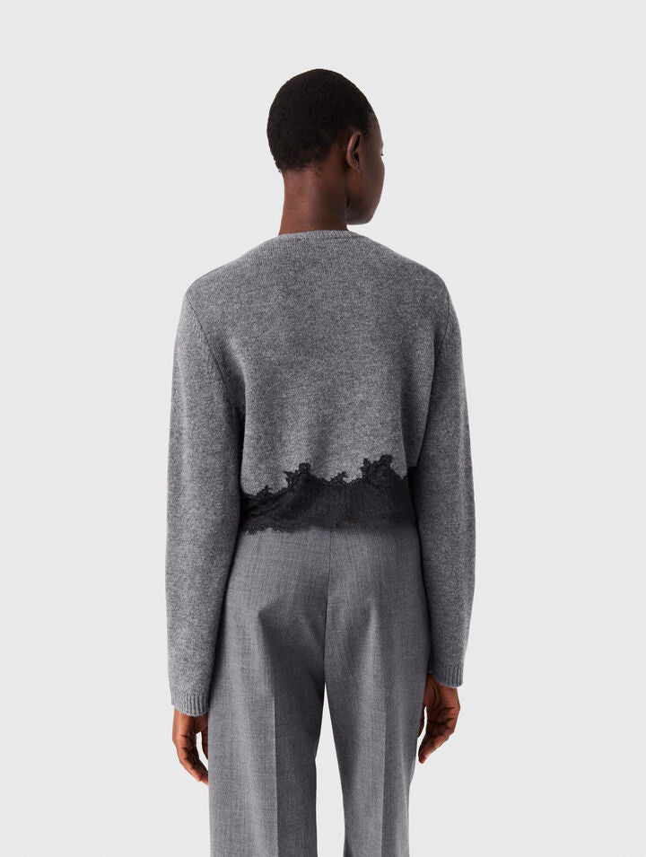 Twinset with lace trim - Grey/Black - View 3