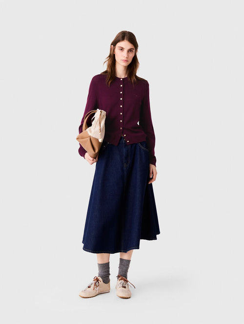 Cardigan with embroidered logo - Eggplant - View 1