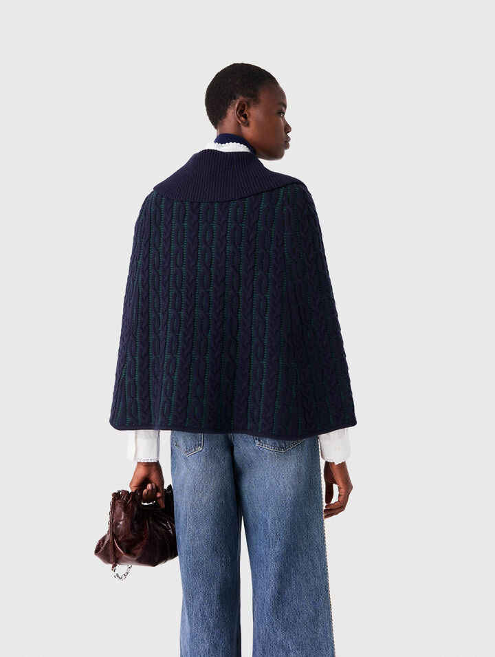 Cropped cape cardigan - Navy/Green - View 2