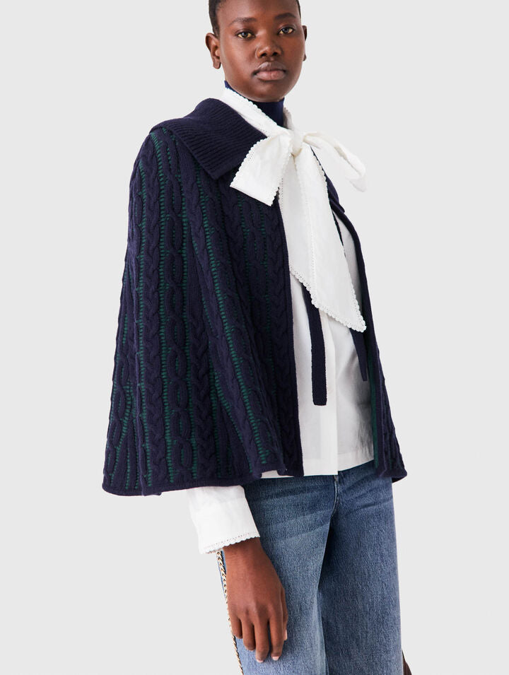 Cropped cape cardigan - Navy/Green - View 4
