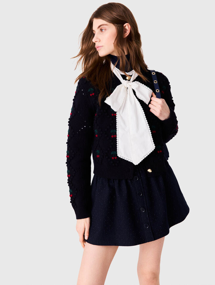 Embroidered cherry cardigan - Navy - View 3