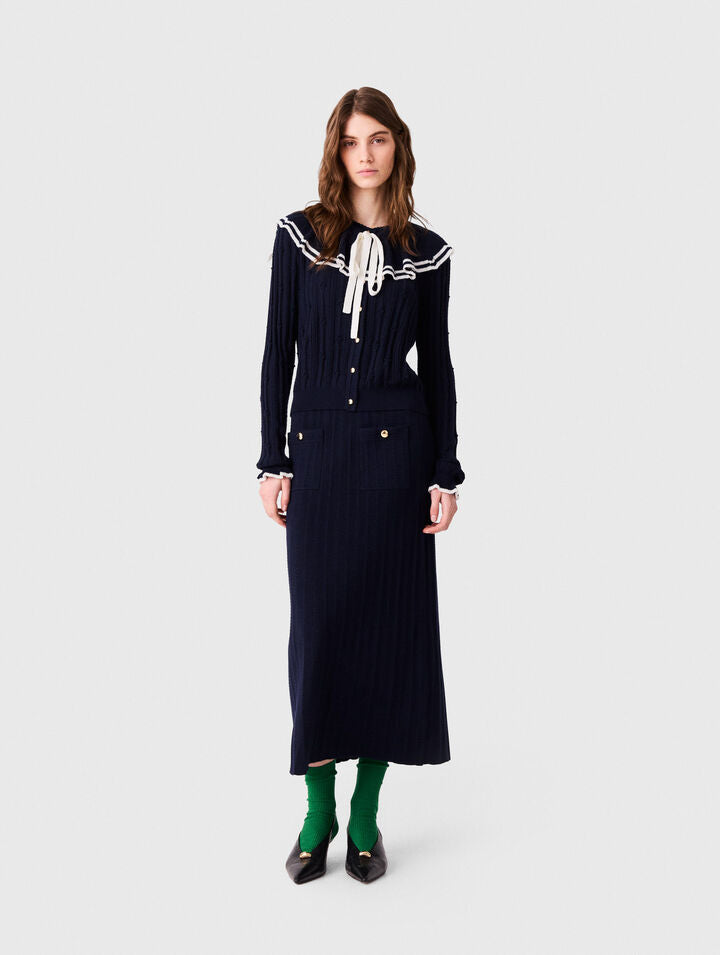 Layered cape cardigan - Navy - View 1