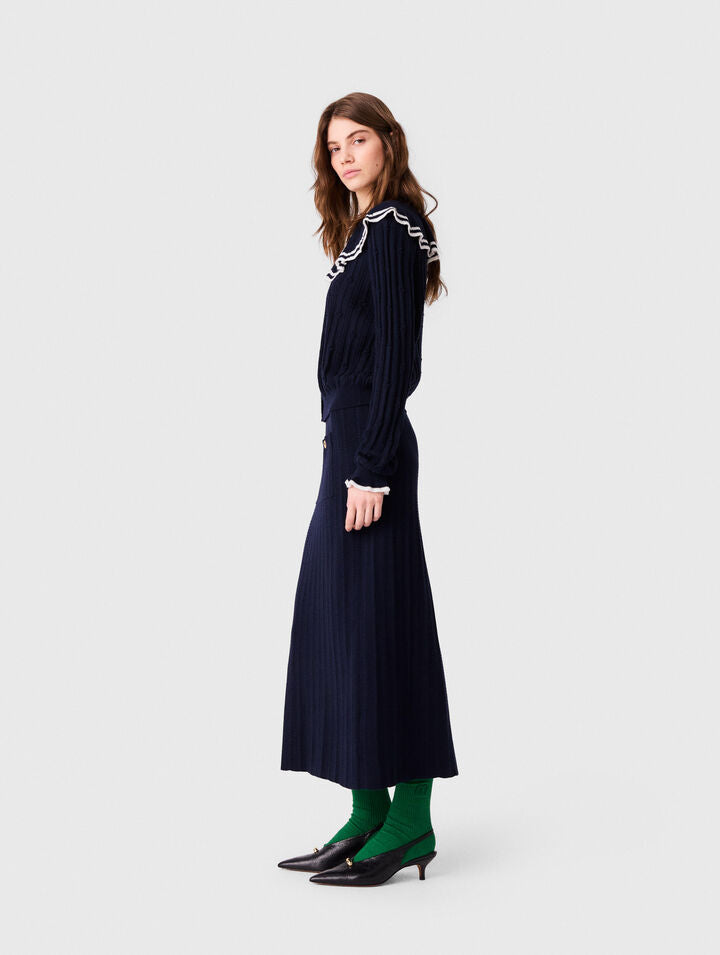 Layered cape cardigan - Navy - View 2