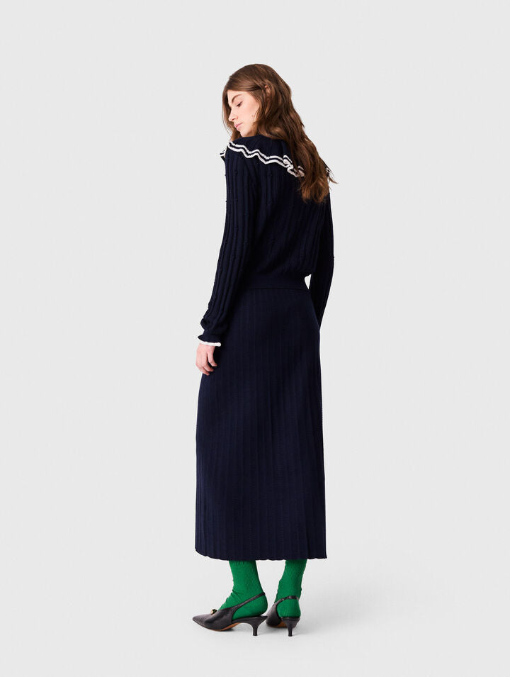 Layered cape cardigan - Navy - View 3