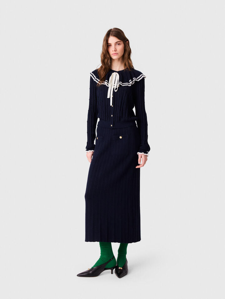 Layered cape cardigan - Navy - View 4
