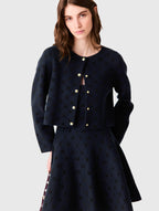 Jacquard cardigan with sequins - Navy - View 3