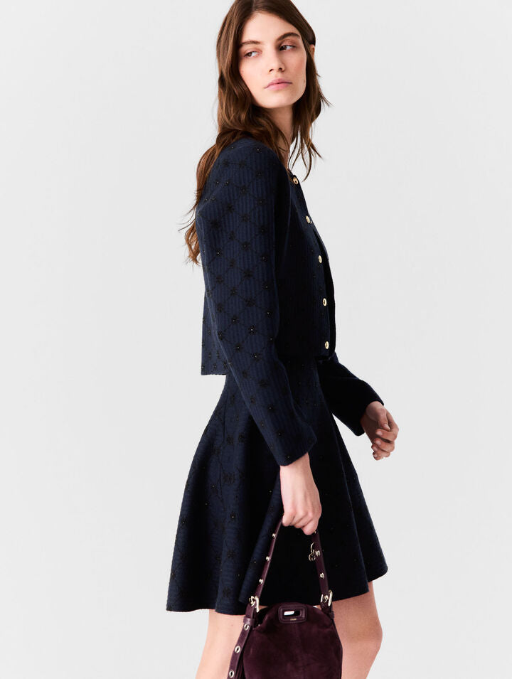 Jacquard cardigan with sequins - Navy - View 4