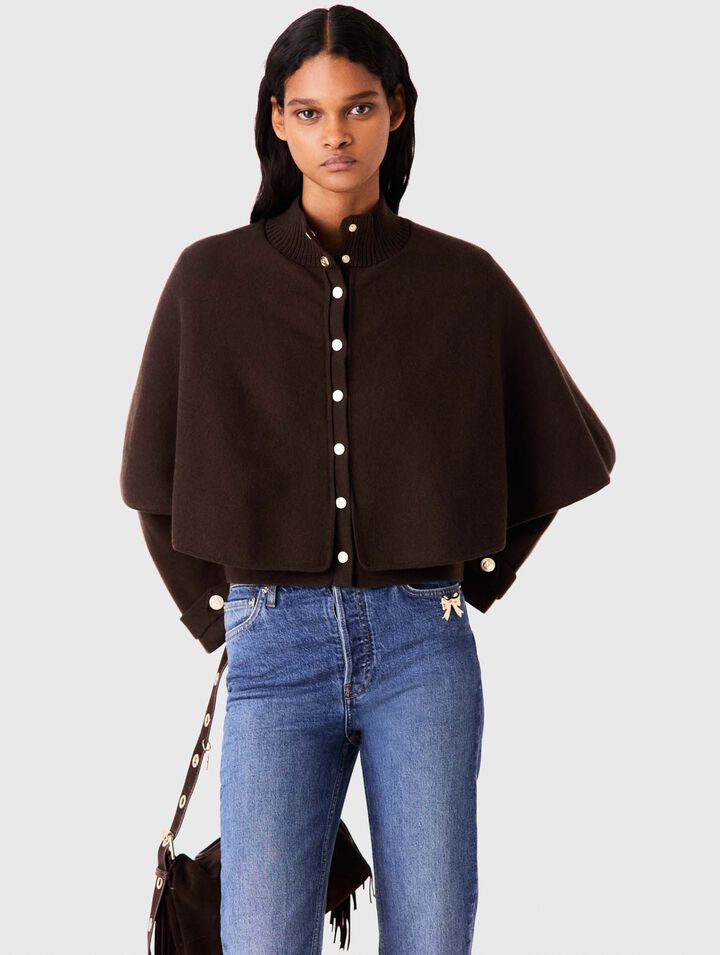 Cape-effect cardigan - Dark brown - View 3