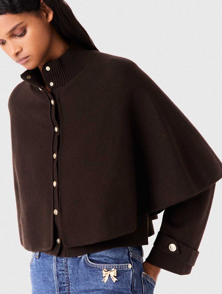 Cape-effect cardigan - Dark brown - View 4
