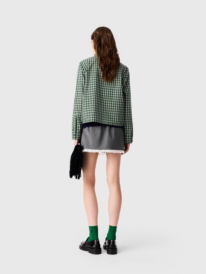 Rhinestone shirt with tie - Green - View 2