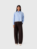 Cropped shirt with chain trim - Light Blue - View 1