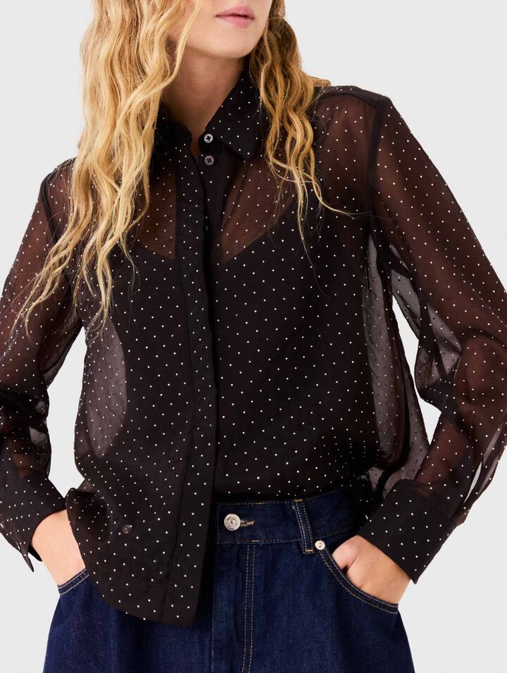 Rhinestone shirt - Dark brown - View 3