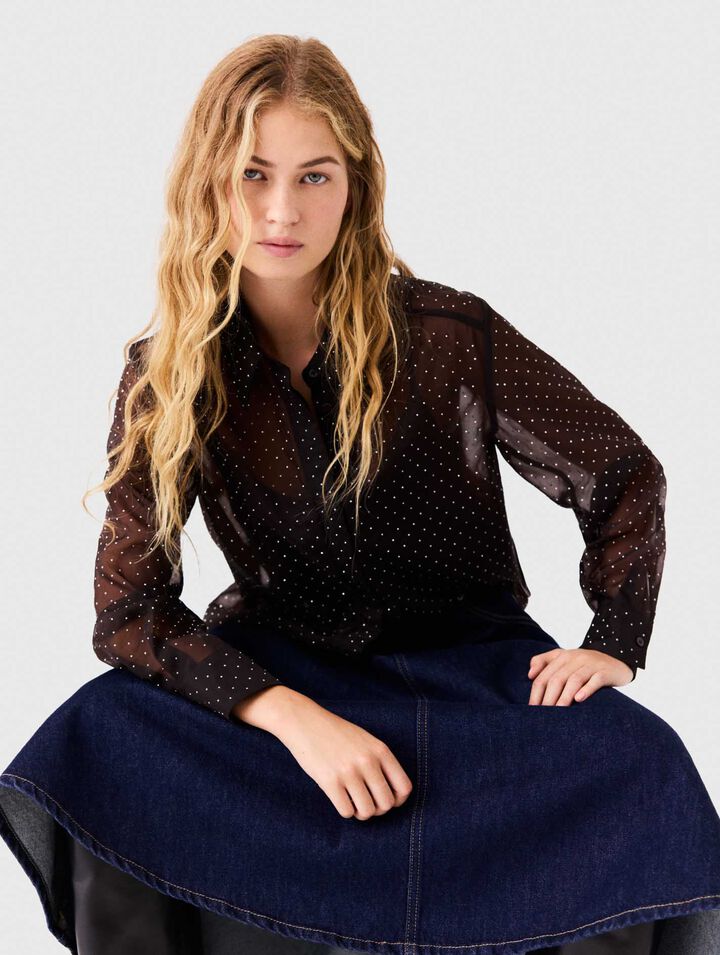Rhinestone shirt - Dark brown - View 4