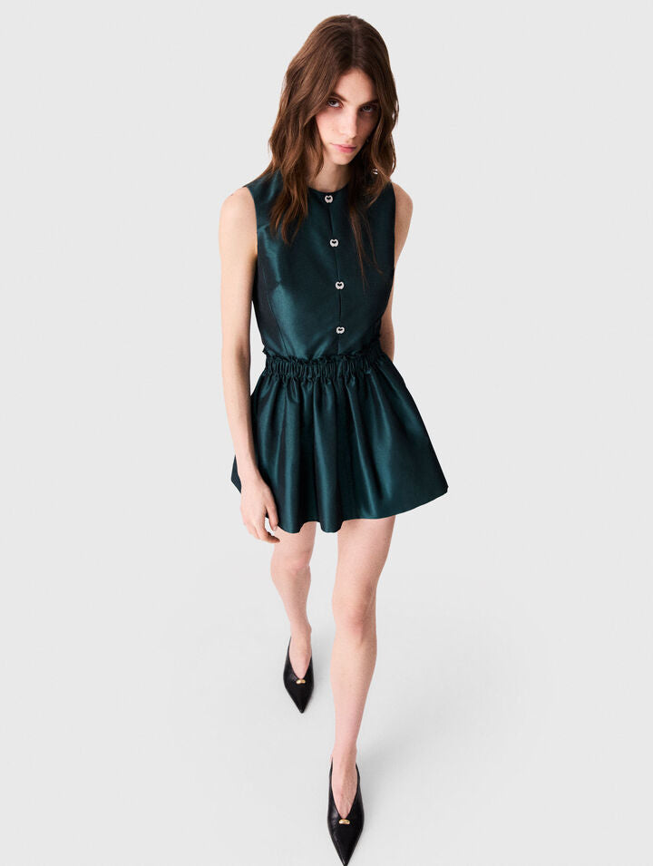 Satin jumpsuit with jewel buttons - Bottle Green - View 3