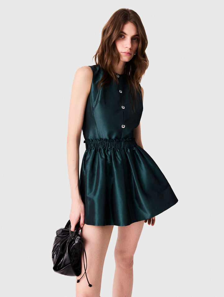 Satin jumpsuit with jewel buttons - Bottle Green - View 4