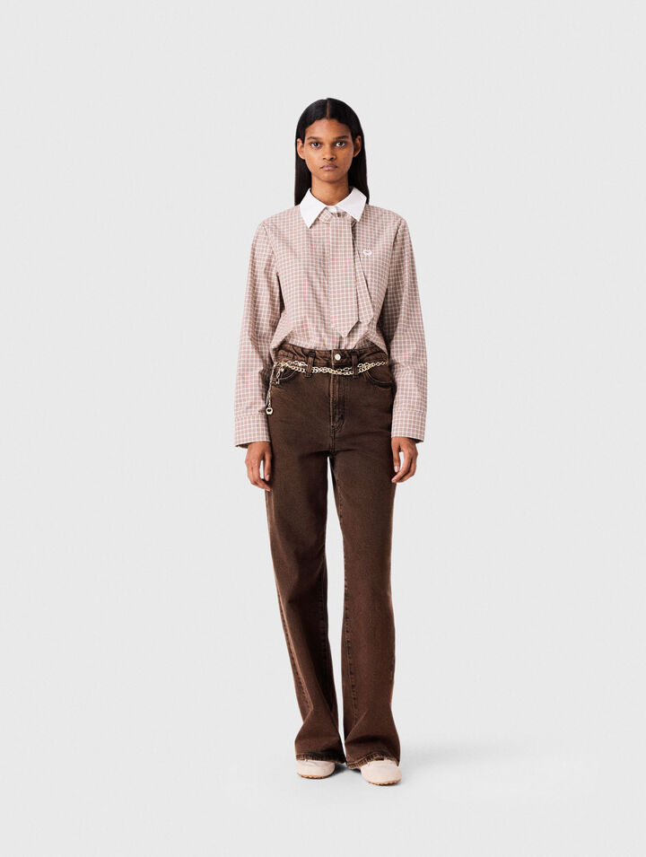 Bootcut jeans with chain - Brown - View 1
