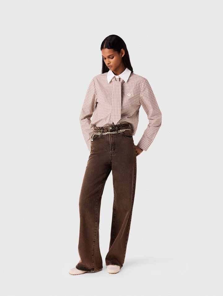 Bootcut jeans with chain - Brown - View 4