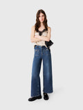Wide-leg jeans with patch pockets - Blue - View 1