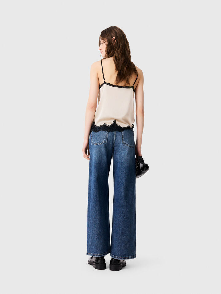 Wide-leg jeans with patch pockets - Blue - View 2