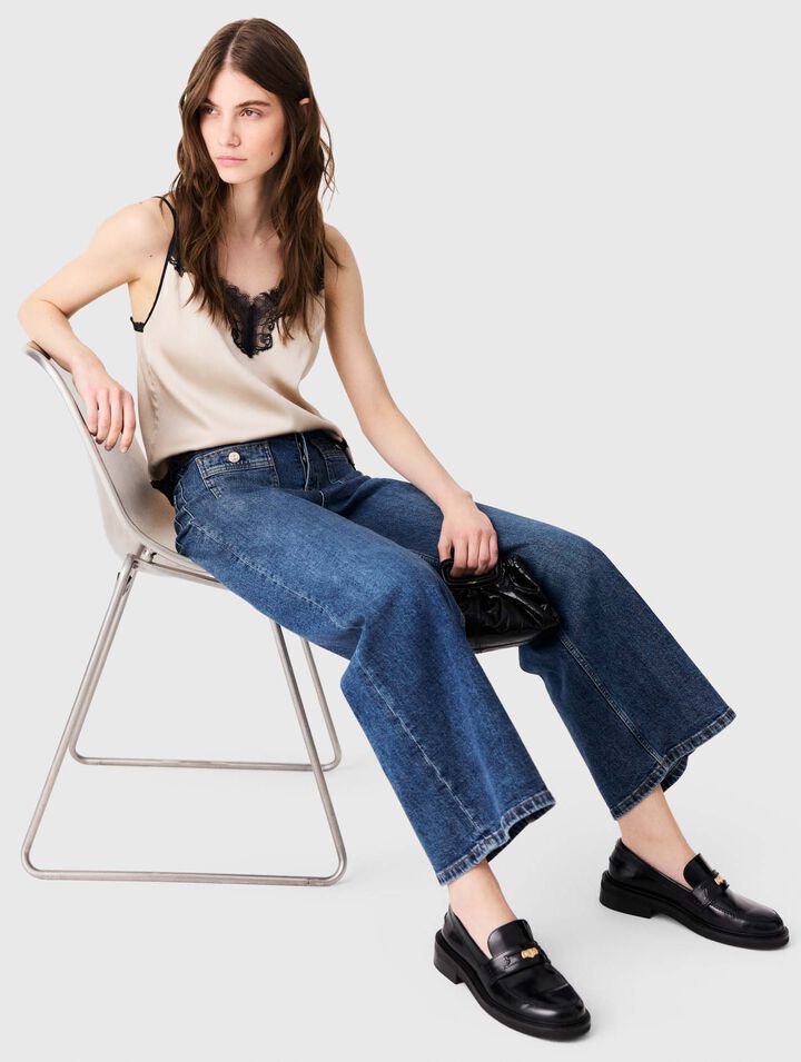 Wide-leg jeans with patch pockets - Blue - View 4