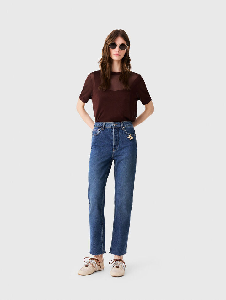 Skinny jeans with brooch - Blue - View 1