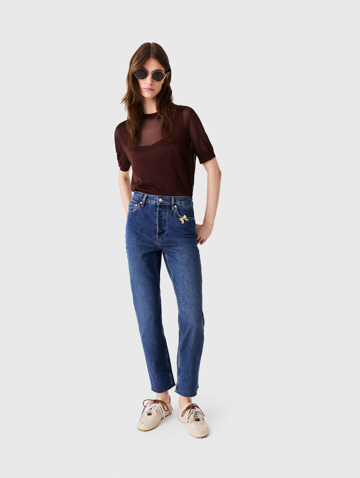 Skinny jeans with brooch - Blue - View 3