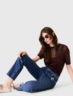 Skinny jeans with brooch - Blue - View 4