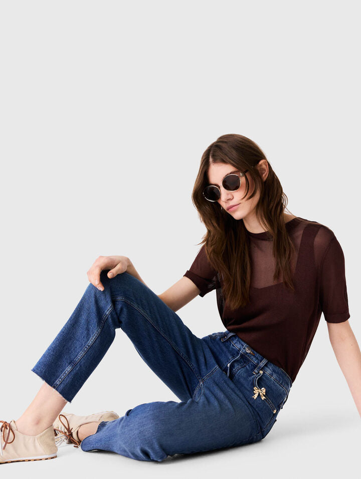 Skinny jeans with brooch - Blue - View 4