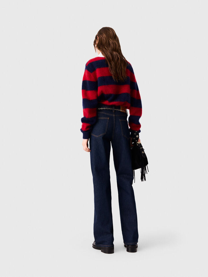 Wide-leg jeans with chain-link belt - Navy - View 2