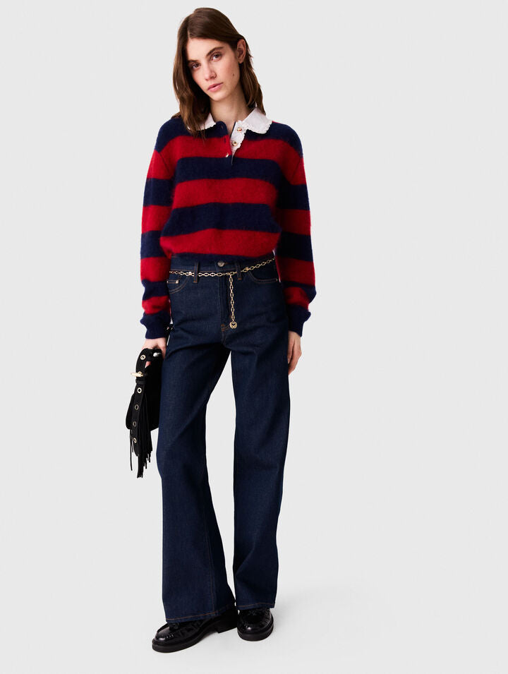 Wide-leg jeans with chain-link belt - Navy - View 3
