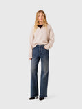 Wide-leg rhinestone jeans - Blue - View 1