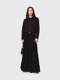 Long embroidered skirt - Black - View 1