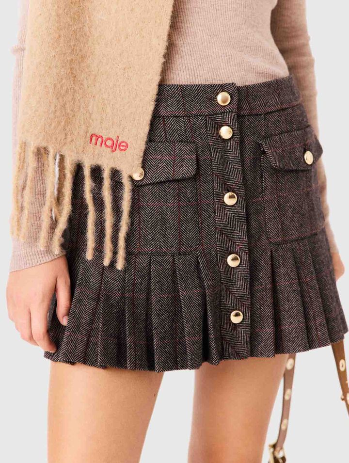 Short checked skirt - Brown - View 4