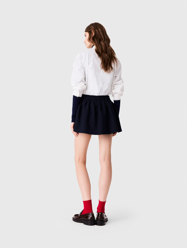 Short tailored rhinestone skirt - Navy - View 2