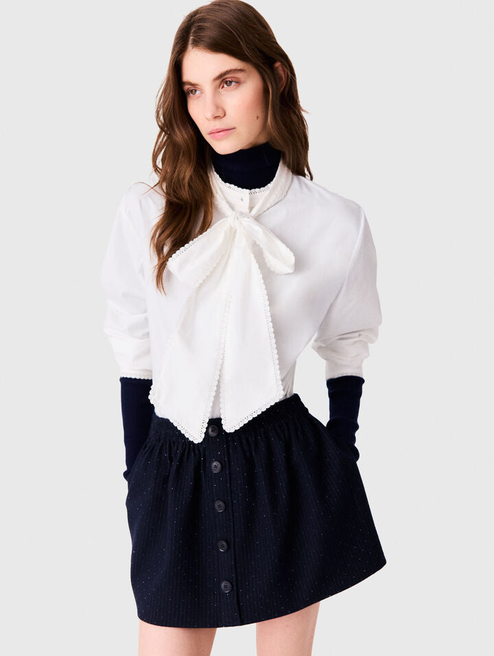 Short tailored rhinestone skirt - Navy - View 3