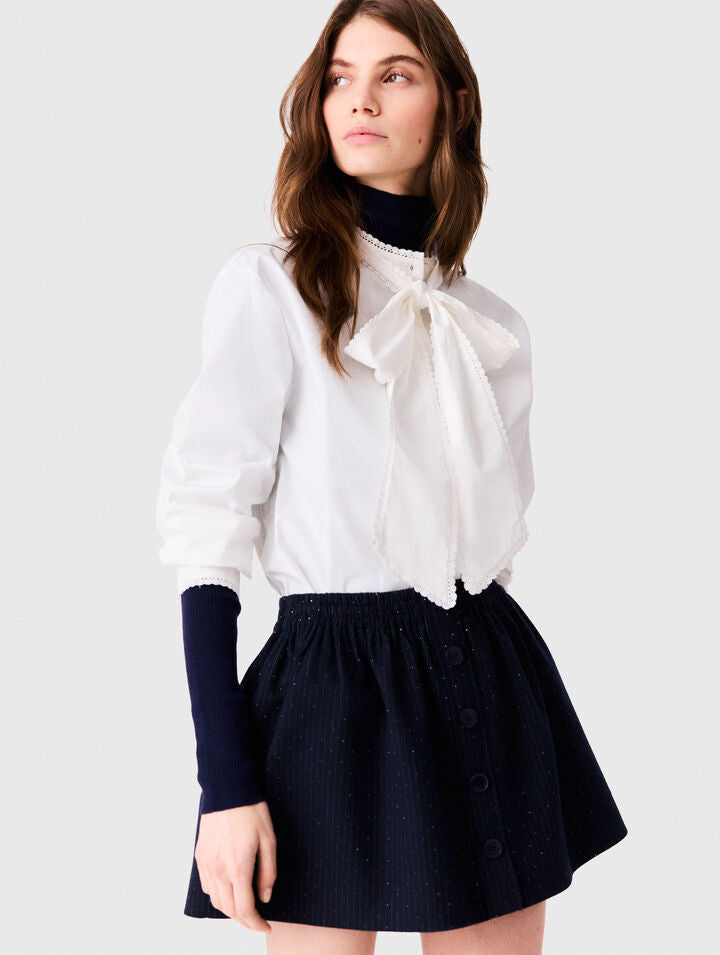 Short tailored rhinestone skirt - Navy - View 4