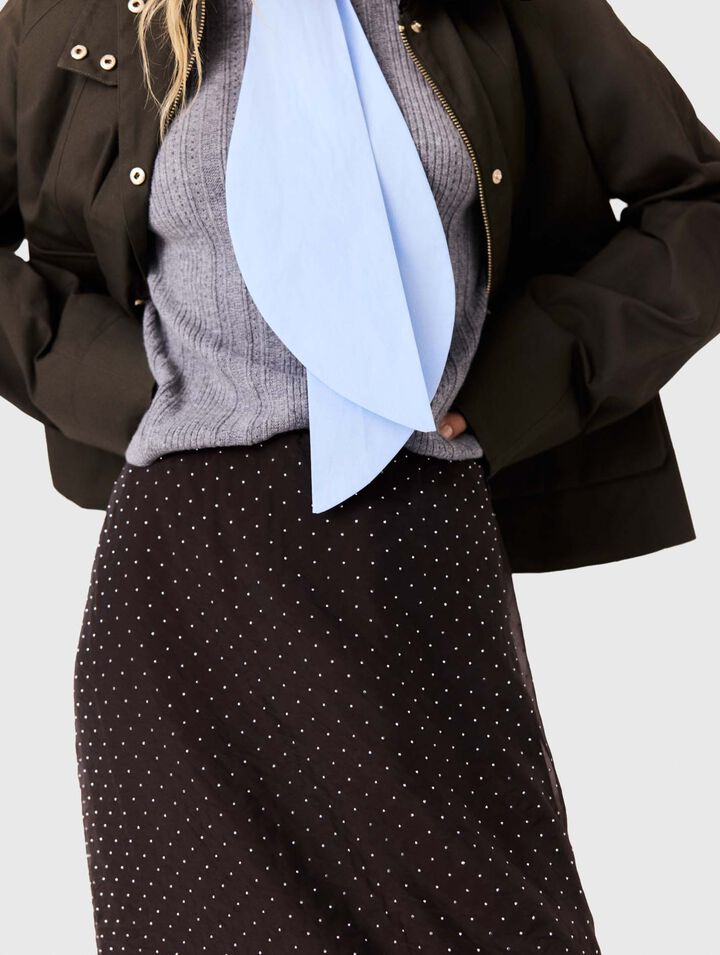 Rhinestone midi skirt - Dark brown - View 4