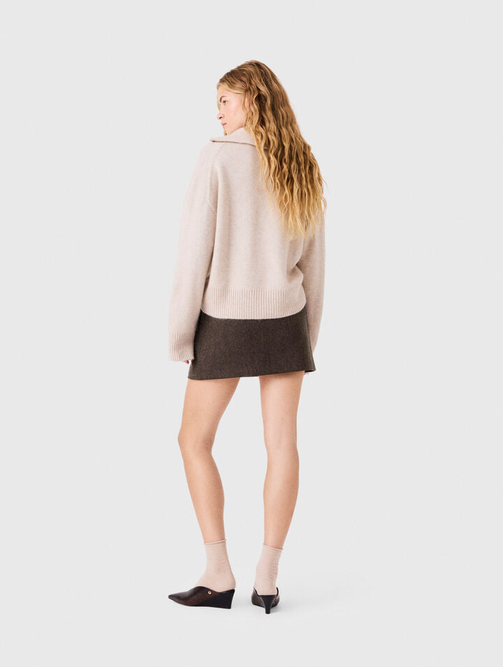 Short wool skirt - Dark brown - View 2