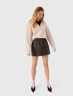 Short wool skirt - Dark brown - View 3