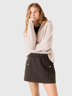 Short wool skirt - Dark brown - View 4